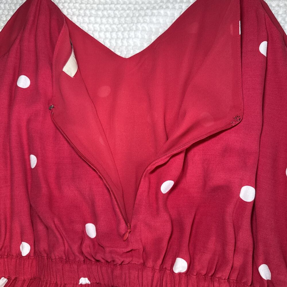 LOFT Sleeveless Jumpsuit Womens Plus 16 Pink Polka Dots Pockets Adjustable NWT - Picture 13 of 14